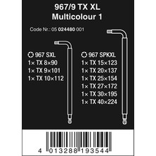 Wera 967/9 TORX XL Topbaşlı Renkli Alyan Set 1 05024480001