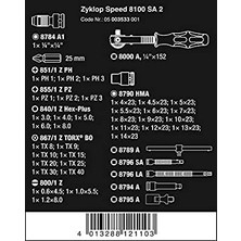 Wera 8100 SA 2 Zyklop Cırcır Bits ve Lokma Set 1/4" 05003533001