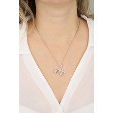 Mistik Silver Renkli Gözlü Gümüş Harf Kolye - U