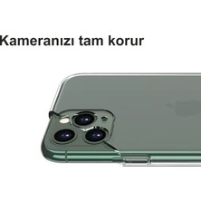 CepStok Apple iPhone 11 Pro Kılıf Şeffaf Silikon Kamera Lens Korumalı Şarj Girişi Tıpalı