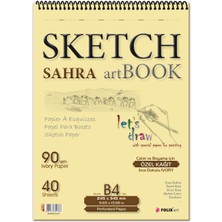 Etika Sketchbook Sahra B4 Spiralli 90 gr 24,5 x 34,5 cm Ivory 40 Yp. Eskiz Defteri