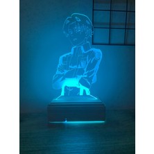 Modiwa Design Captain Levi Ackerman Anime 3D 16 Renk Gece Lambası