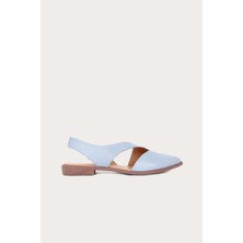 Bueno Shoes Mavi Deri Kadın Düz Sandalet