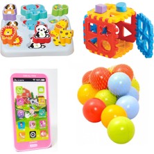 Beybisi Sevimli Hayvanlar Bultak + Puzzle Bultak + Oyuncak Cep Telefonu + 10 Adet Top
