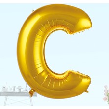 Süsle Bebek ve Parti C Harf Folyo Balon, 100 cm - Altın
