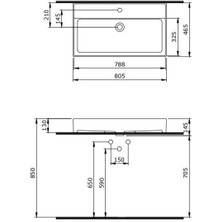 Bocchi Milano 80 cm Lavabo 1377-001-0126 Parlak Beyaz