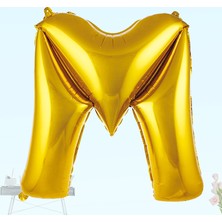 Süsle Bebek ve Parti M Harf Folyo Balon, 100 cm - Altın