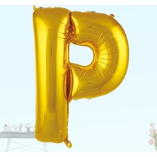 Süsle Bebek ve Parti P Harf Folyo Balon, 100 cm - Altın