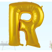 Süsle Bebek ve Parti R Harf Folyo Balon, 100 cm - Altın