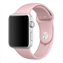Microcase Apple Watch Uyumlu Seri 4 5 44MM Silikon Kordon Kayış M-L Pembe(Toz)
