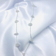 Gökdeniz 925 Doğal Ay Taşı Gümüş Zincir Kolye