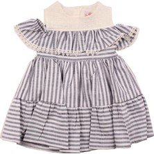 Ebruli Çizgili Fistolu Kız Çocuk Elbise 32800