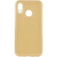 noktaks - Huawei Y9 2019 - Kılıf Simli Koruyucu Shining Silikon - Gold