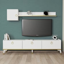 Bimossa E4510 Vesta Tv Ünitesi Beyaz Gold Detaylı