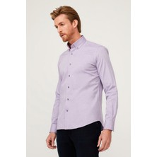 Kiğılı Uzun Kol Slim Fit Dar Kesim Pamuk Gömlek