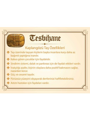 Tesbihane 1000 Ayar Kazaz İsim Yazılı Püsküllü Exclusive Kaplan Gözü Doğaltaş Tesbih