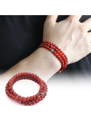 Gümüş Hediye Al Hem Bileklik - Hem Kolye - Hem Tesbih 99LU Kırmızı Akik Doğaltaş Aksesuar