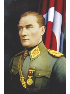 Asilmeydan Gazi Mustafa Kemal Atatürk 1x1.5 mt Bayrak Set 3'lü Poster ve Sticker