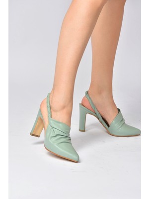 Fox Shoes Yeşil Kalın Topuklu Kadın Ayakkabı K820580209