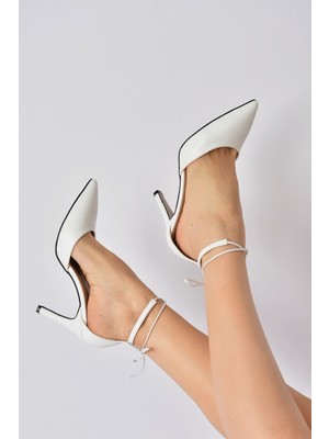 Fox Shoes Beyaz Sivri Burun Kadın Topuklu Ayakkabı K404810209