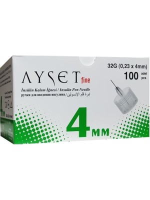 Ayset Fine İnsulin Kalem İğnesi 32G 0.23 X 4mm 100lü Kutu