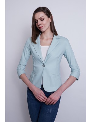 Jument Süs Cepli Kapri Kol Düğmeli Blazer Mono Kısa Ceket-Mint