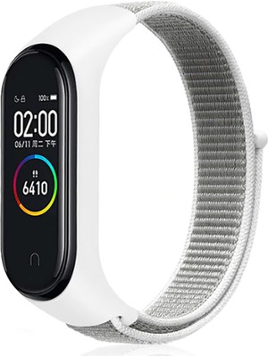 Nezih Case Xiaomi Mi Band 3/4/5/6/7 Uyumlu Hasır Silikon Kordon Beyaz