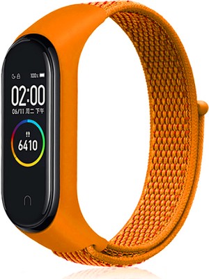 Nezih Case Xiaomi Mi Band 3/4/5/6/7 Uyumlu Hasır Silikon Kordon Turuncu