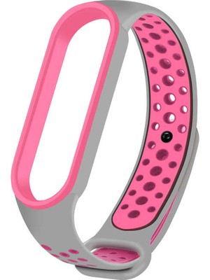 Nezih Case Xiaomi Mi Band 6 Uyumlu Renkli Silikon Kordon Pembe/gri