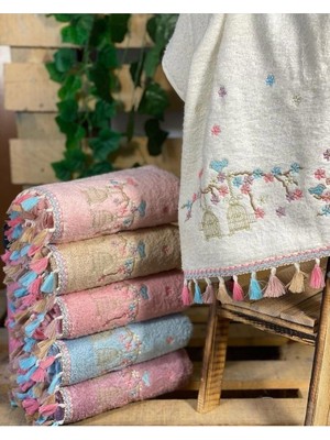 Begenal Home Begenalhome Flora Kafes 6’lı El ve Yüz Havlu Seti | 50 x 90 cm Pamuklu
