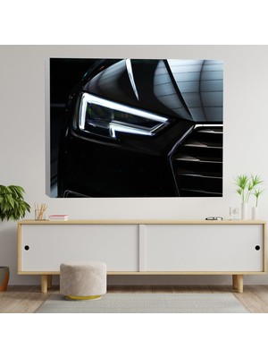 Deko Gonya Yakın Çekim Ön Far Görünüş Audi Araba Dekoratif Kanvas Tablo