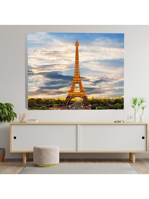 Deko Gonya Eyfel Kulesi Manzaralı Dekoratif Kanvas Tablo