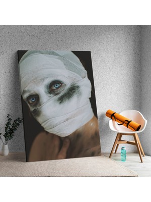 Deko Gonya Cadılar Bayramı Kadın Maske Temalı Dekoratf Kanvas Tablo