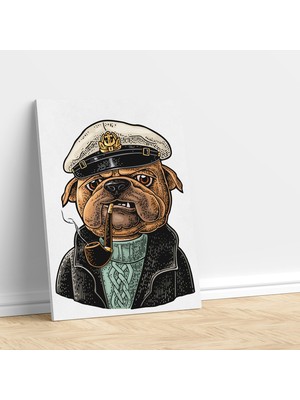 Deko Gonya Köpek Kafalı Kaptan Adam Dekoratif Kanvas Tablo