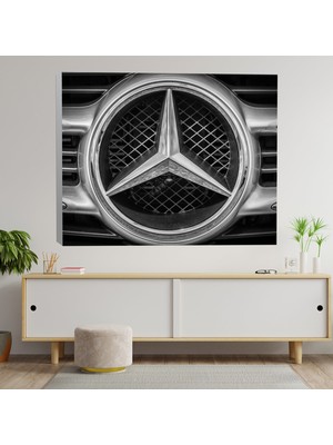 Deko Gonya Yakın Çekim Mercedes Logo Temalı Kanvas Tablo