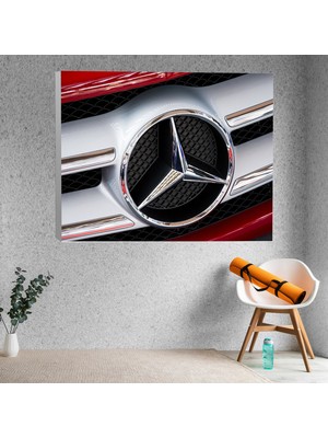 Deko Gonya Yakın Çekim Mercedes Logosu Temalı Kanvas Tablo