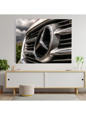 Deko Gonya Yakın Çekim Mercedes Logo Kanvas Tablo