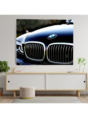 Deko Gonya Yakın Çekim Bmw Araba Ön Görünüş Dekoratif Kanvas Tablo