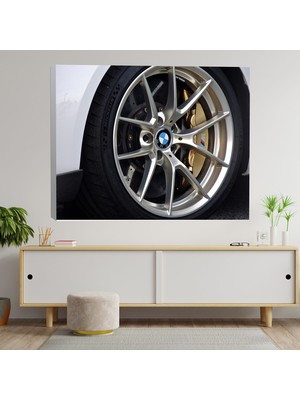 Deko Gonya Yakın Çekim Bmw Araba Jant Temalı Dekoratif Kanvas Tablo