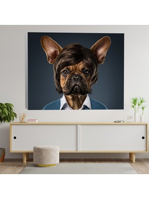 Deko Gonya Köpek Kafalı Yaşlı Adam Dekoratif Kanvas Tablo