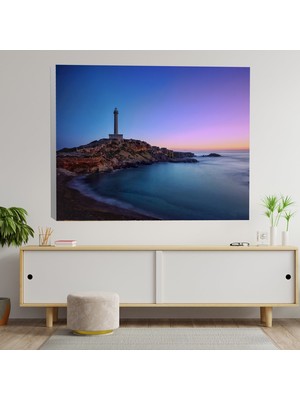 Deko Gonya Deniz Feneri Kayaçlar Temalı Dekoratif Kanvas Tablo