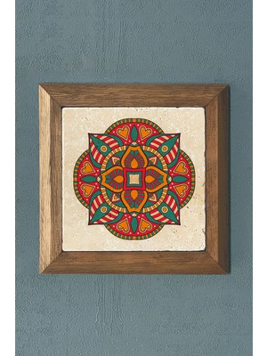 Oscar Stone Mandala-Masif Çerçeveli Taş Tablo-Wall Decor- Oscar Stone Decor 28X28 cm