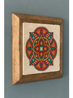 Oscar Stone Mandala-Masif Çerçeveli Taş Tablo-Wall Decor- Oscar Stone Decor 28X28 cm