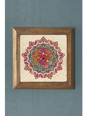 Oscar Stone Mandala -Masif Çerçeveli Taş Tablo-Wall Decor- Oscar Stone Decor 28X28 cm