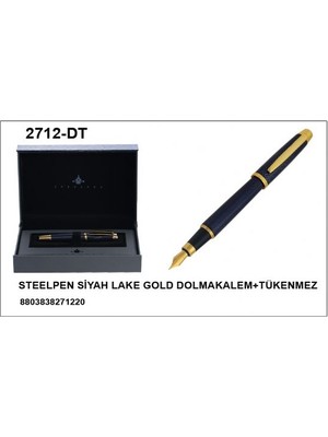 Steelpen 2712 Dolma Tükenmez Kalem Seti Siyah Gold