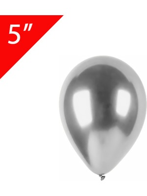 Hbk Gümüş Krom Balon 20 Adet Küçük Boy 5 Inç