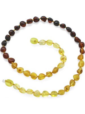 Tesbihane Gökkuşağı Renkli  Damla Kehribar Taşlı Bebek Diş Kolyesi