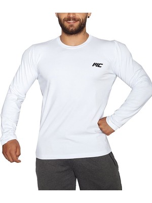 Musclecloth Basic Uzun Kollu T-Shirt Beyaz