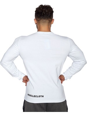 Musclecloth Basic Uzun Kollu T-Shirt Beyaz