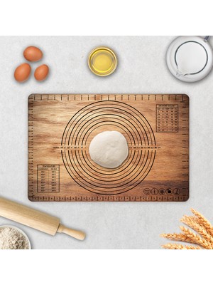 Decorita Ahşap Görünümlü | Cam Hamur Açma Matı | 40cm x 60cm